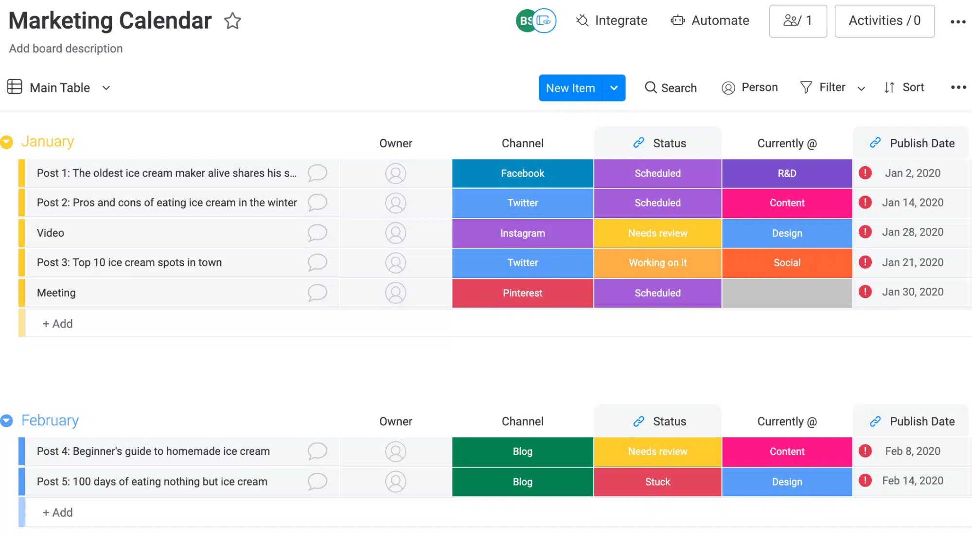 Marketing Calendar