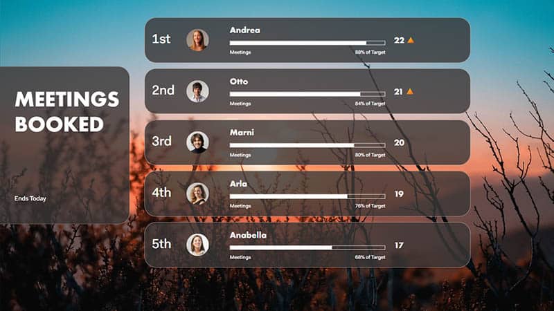 meetings booked leaderboard