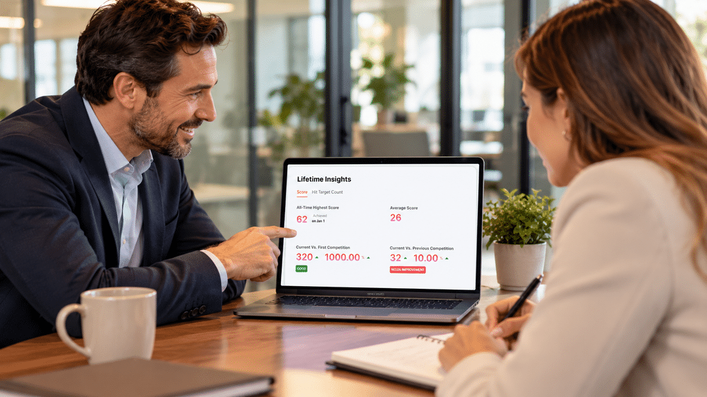 office workers evaluating gamification competition insights